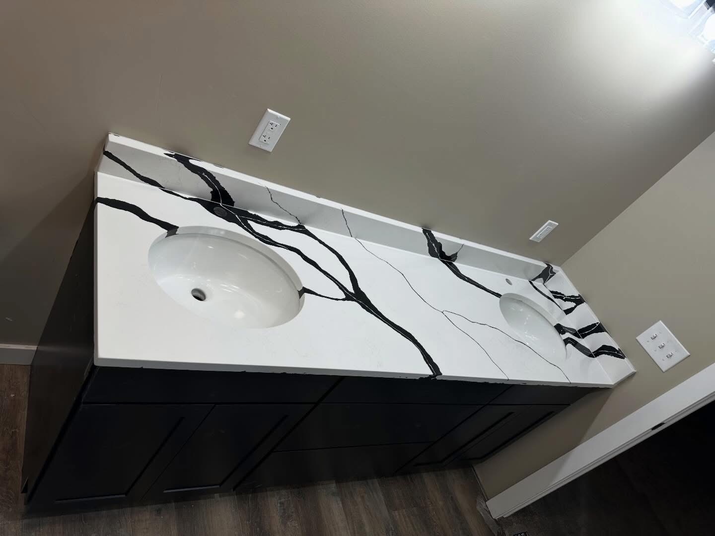 Elegant veined marble vanity top by AK Granite in the Salt Lake City area