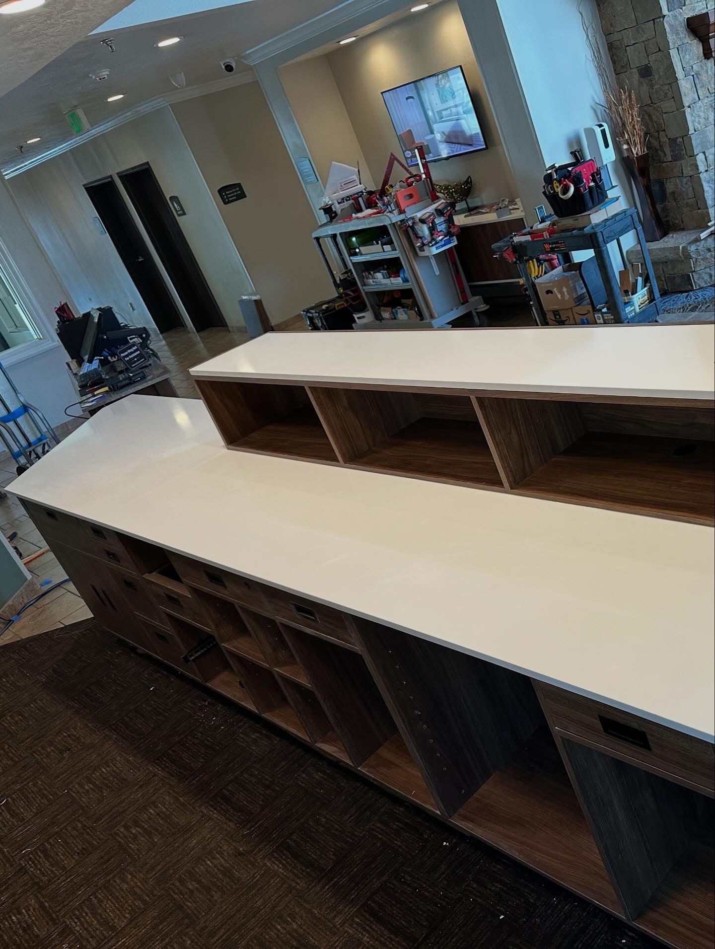Stone reception desk by AK Granite for a Salt Lake City area business